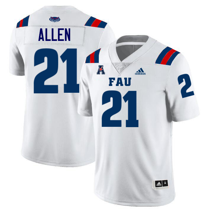 Damon Allen FAU Jersey,Florida Atlantic Owls Football Jersey,Uniforms,Gears-White